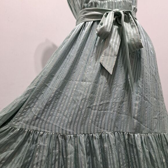 Marie Oliver Alice Tiered Silk Belted Feminine Boho Flowy Maxi Dress Small Mist - Picture 15 of 17